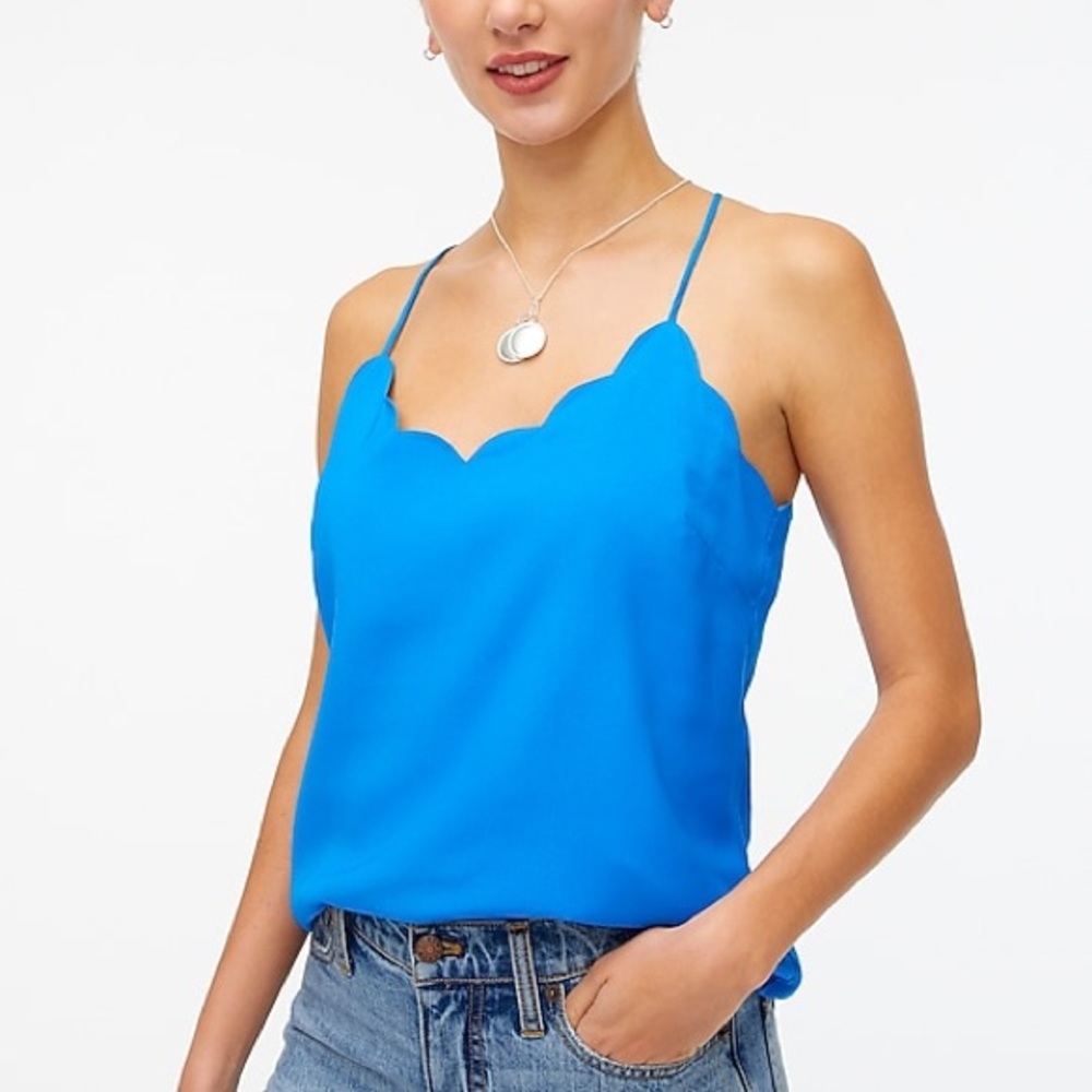 J CREW Scalloped Cami Top - Barcelona Blue